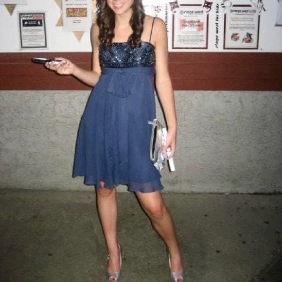 BCBG navy dress with silver details - Picture 2 of 4